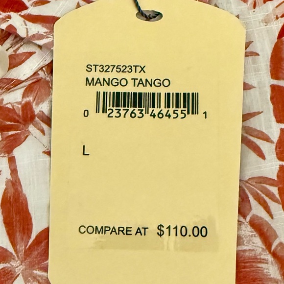 NWT Men’s‎ Tommy Bahama Short Sleeve Hawaiian Cotton Shirt Mango Tango - Picture 10 of 15